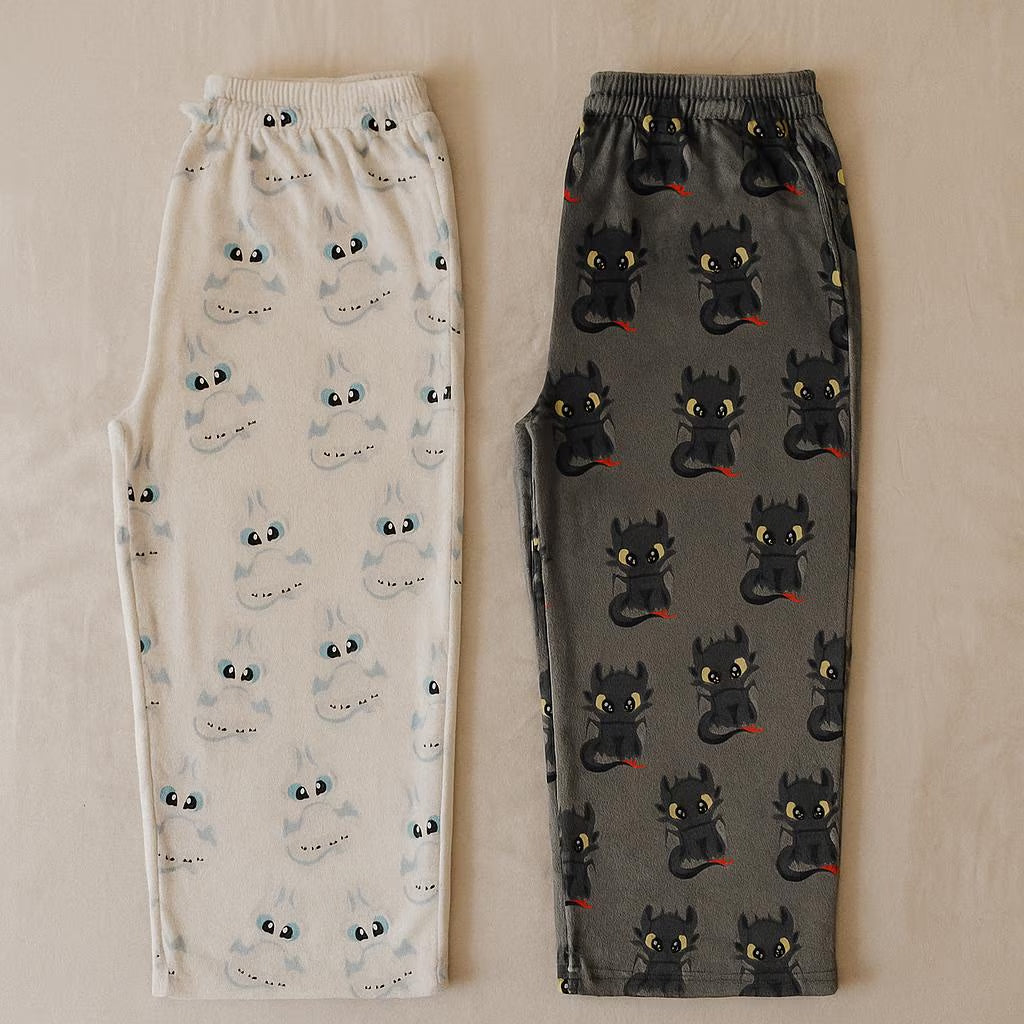 Dragon Flannel Pajama Pants | HTTYD Toothless & Light Fury